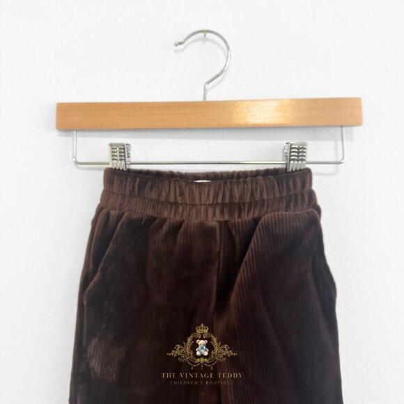 NWT Cute Girls Plush Rib Corduroy Flair Leg Elastic Waistband Chocolate Brown 2T - Picture 3 of 4